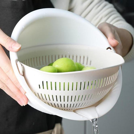 Double-Dish Sink Drain & Wash Fruit Basket