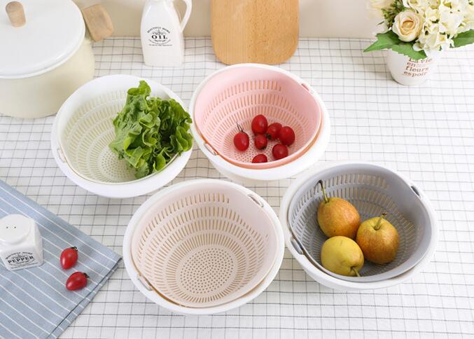 Double-Dish Sink Drain & Wash Fruit Basket