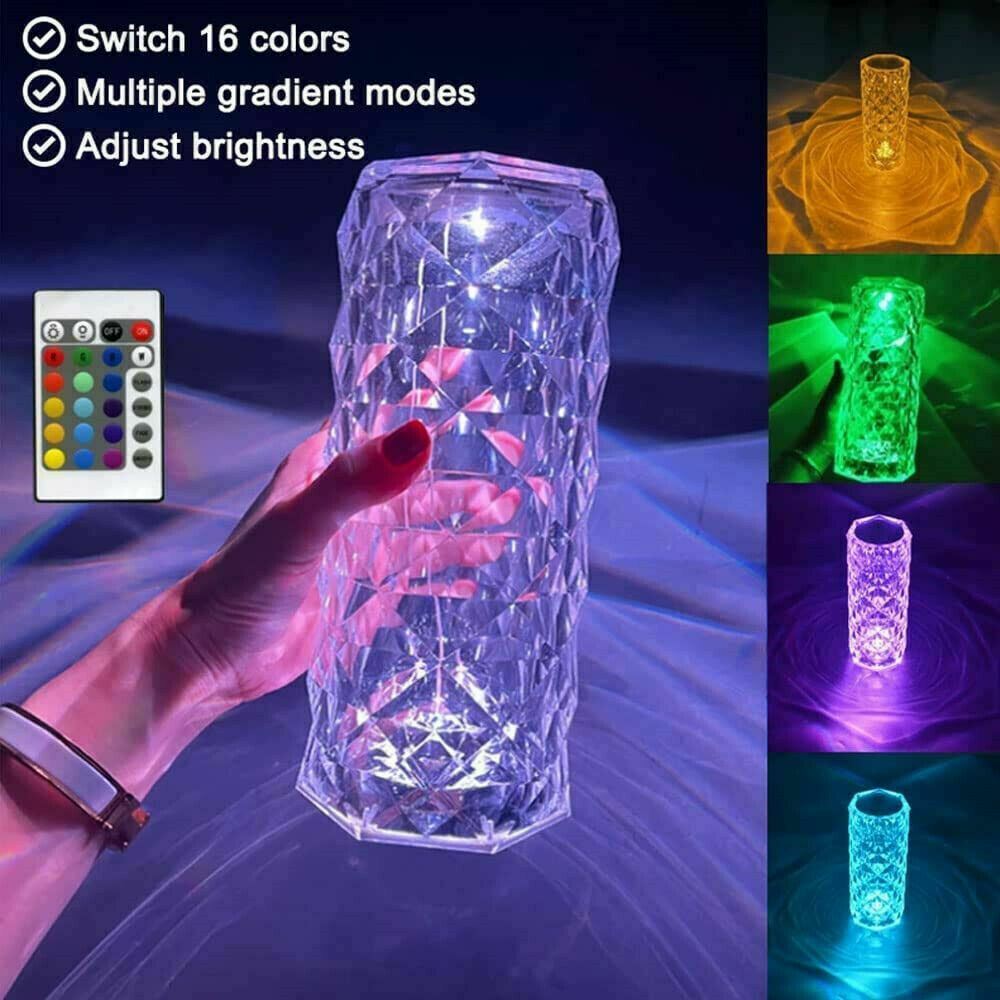 LED Crystal Diamond Rose Night Light