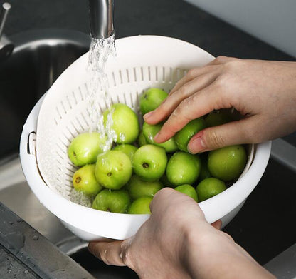 Double-Dish Sink Drain & Wash Fruit Basket